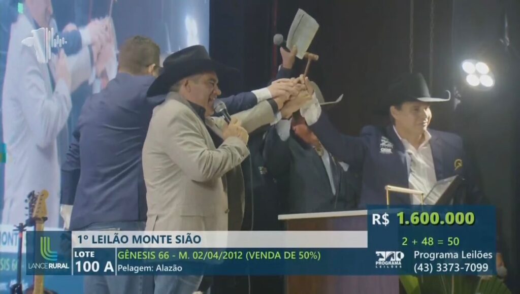 Leilão Monte Sião faz história com venda de 50% do cavalo Gênesis 66 por R$ 80 milhões
