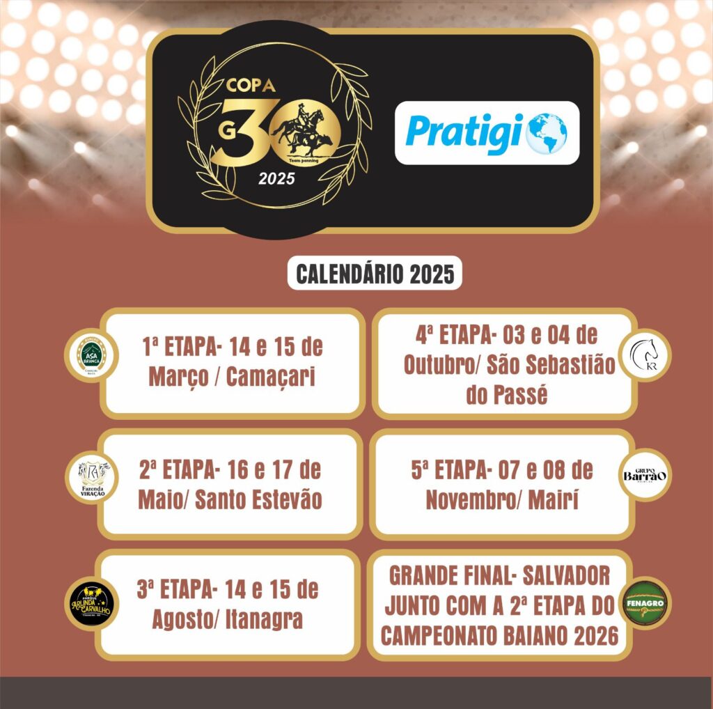 COPA G30 de Team Penning divulga calendário de etapas 2025 